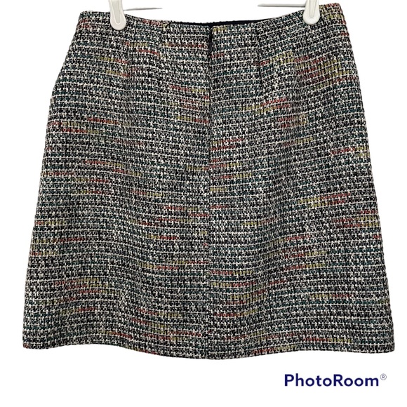Loft Tweed Like A-line Mini Skirt -- Multicolored Rainbow with Silver Threads - Picture 2 of 10